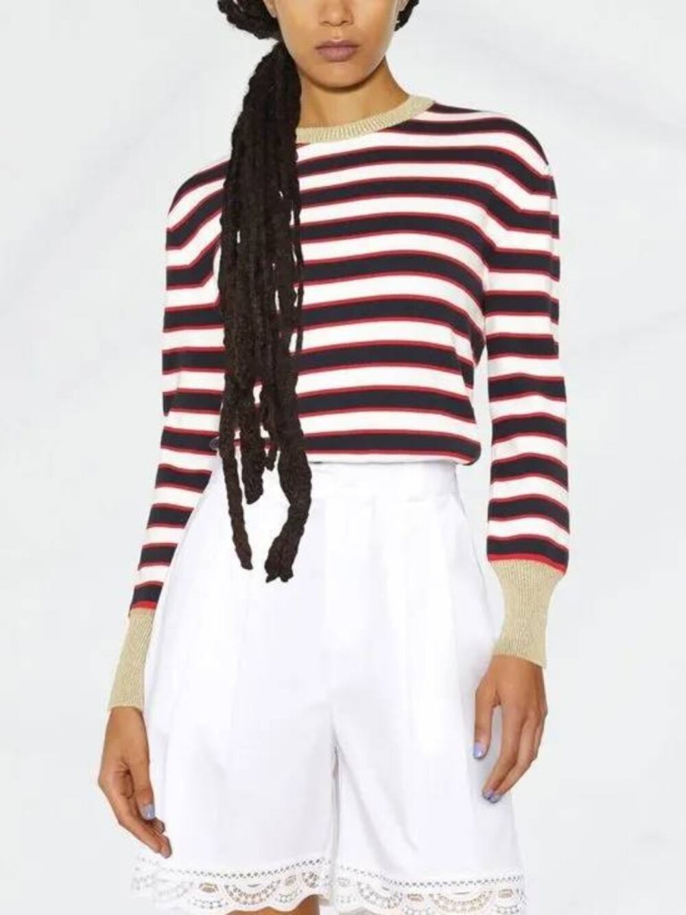 Valentino Navy & White Striped Cotton Sweater